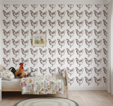 Kids wallpaper original chicken design - TenStickers