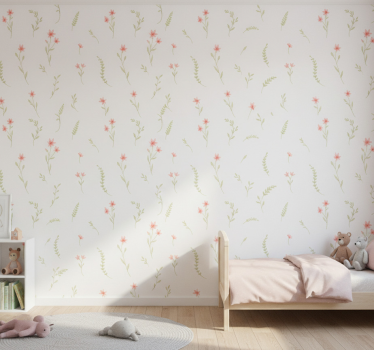 Kids wallpaper pastel meadow flowers design - TenStickers