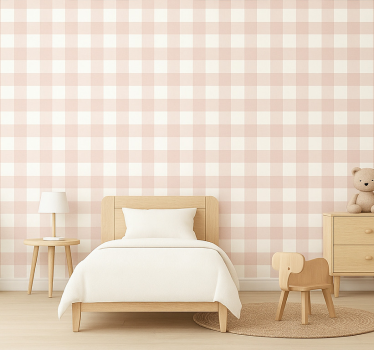 Kids wallpaper pink check design - TenStickers