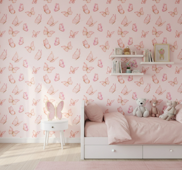 Kids wallpaper pink pattern - TenStickers