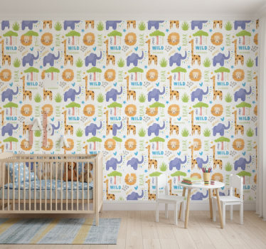 Kids wallpaper safari animal designs - TenStickers