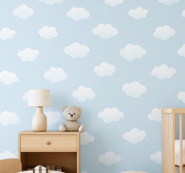 Kids wallpaper simple clouds design - TenStickers