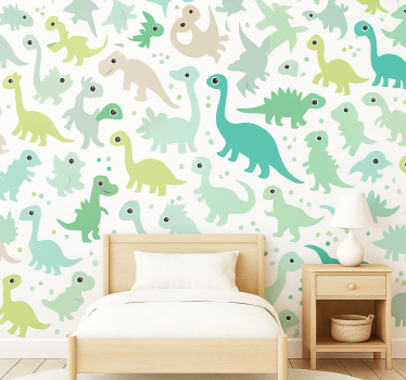 Kids wallpaper simple colorful dinosaur - TenStickers