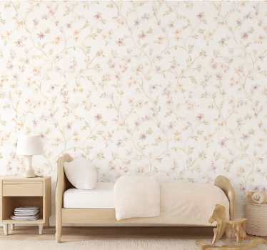 Kids wallpaper simple floral pattern - TenStickers