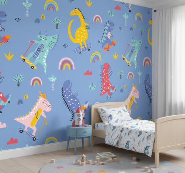 Kids wallpaper skateboarding scene - TenStickers