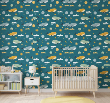 Kids wallpaper trendy whale design - TenStickers