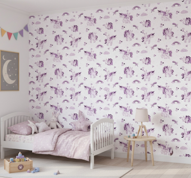 Kids wallpaper unicorns and rabbits - TenStickers