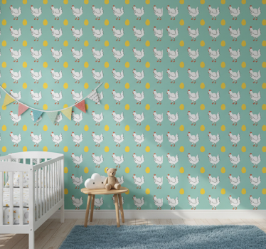 Kids wallpaper white chick on blue background - TenStickers
