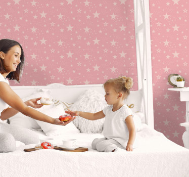 Light pink stars on dark pink Starry Wallpaper - TenStickers
