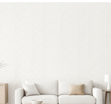 Living room wallpaper 3d white leaf texture - TenStickers