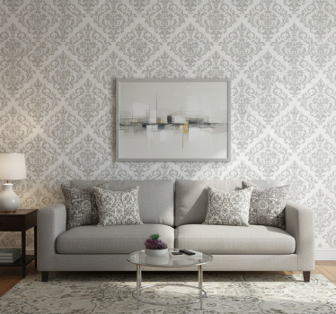 Living room wallpaper baroque grey design - TenStickers