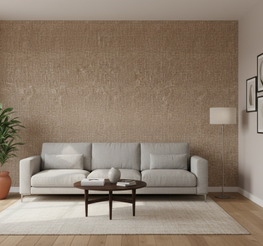 Living room wallpaper beige color natural fiber look - TenStickers