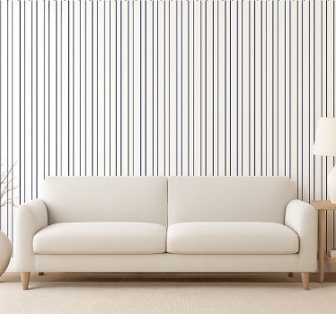 Living room wallpaper blue and white thin stripes - TenStickers
