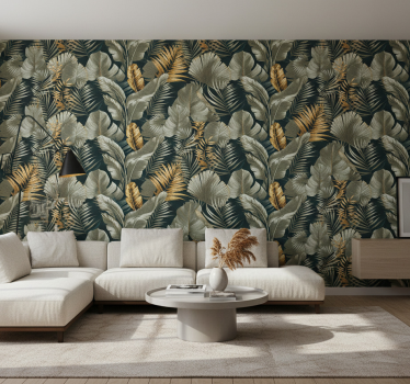 Living room wallpaper botanical and floral designs - TenStickers