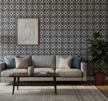 Living room wallpaper elegant patterned mat - TenStickers