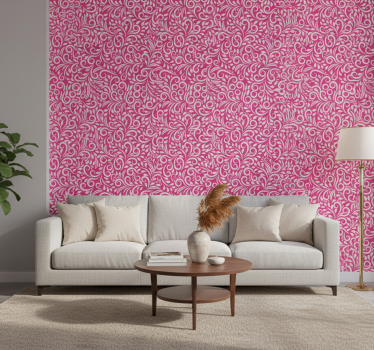 Living room wallpaper floral swirl design - TenStickers