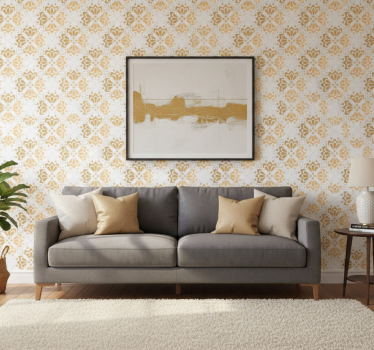 Living room wallpaper golden mandalas design - TenStickers