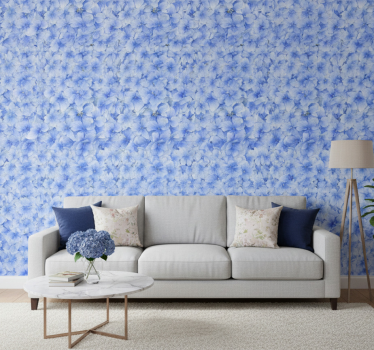Living room wallpaper hydrangea petals design - TenStickers