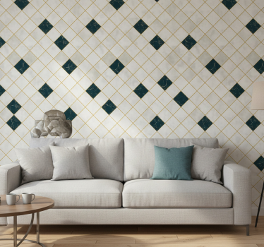 Living room wallpaper in grey cement tile design - TenStickers