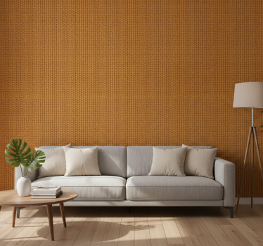 Living room wallpaper in orange natural fiber look - TenStickers