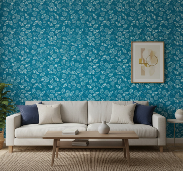 Living room wallpaper leaf pattern design - TenStickers