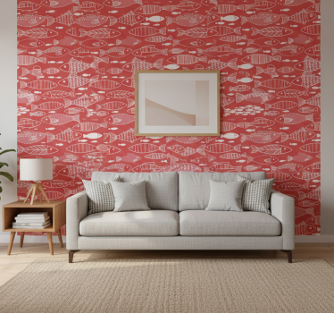 Living room wallpaper many fish beneath the sea - TenStickers