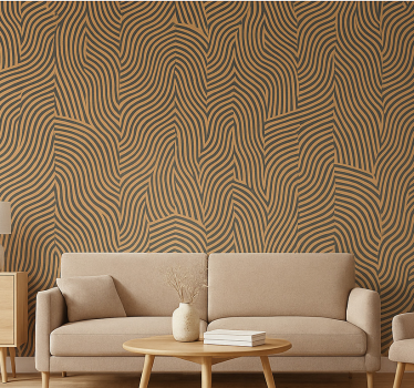 Living room wallpaper modern black and orange lines - TenStickers