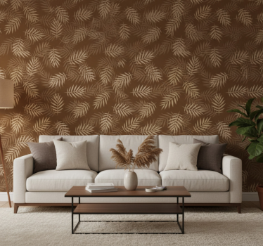Living room wallpaper natural leaf design - TenStickers