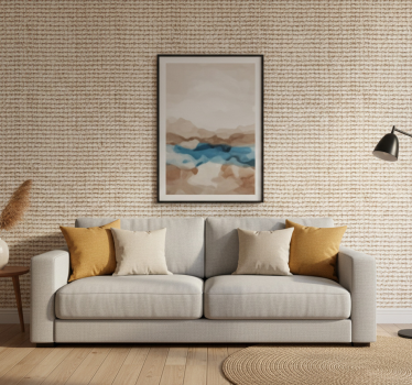 Living room wallpaper natural weave texture - TenStickers