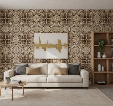 Living room wallpaper ornate lace kaleidoscope - TenStickers