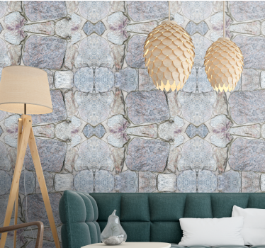 Living room wallpaper realistic rustic stone design - TenStickers