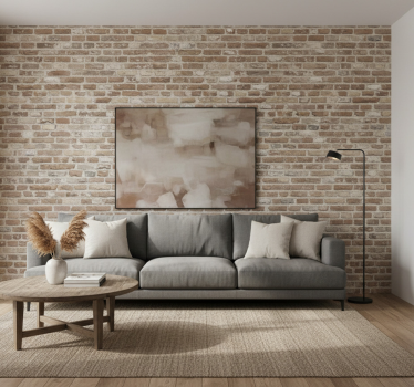 Living room wallpaper rustic reclaimed brick design - TenStickers