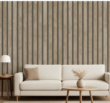 Living room wallpaper rustic wood design - TenStickers