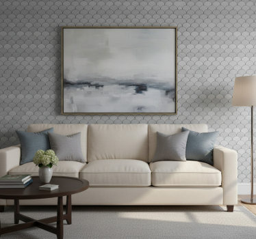 Living room wallpaper scalloped pattern design - TenStickers