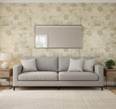 Living room wallpaper subtle floral elegance - TenStickers