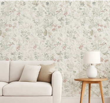 Living room wallpaper summer meadow trail - TenStickers