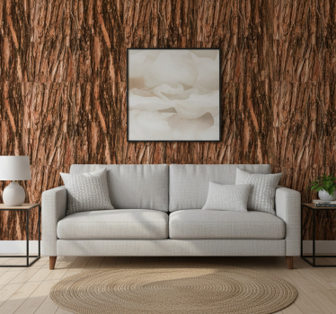 Living room wallpaper tree bark design - TenStickers