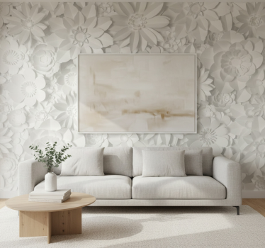 Living room wallpaper white paper bloom wallpaper - TenStickers