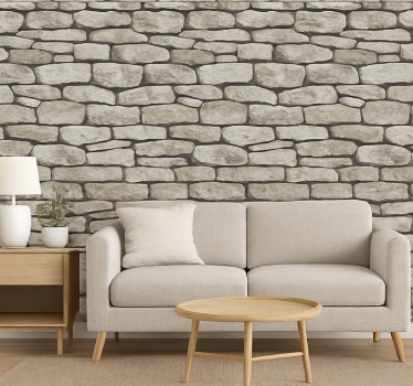 Living room wallpaper with 3d stone texture - TenStickers