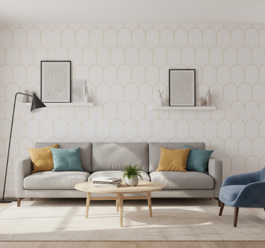 Living room wallpaper with elegant golden arches - TenStickers