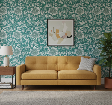 Living room wallpaper with vintage floral design - TenStickers