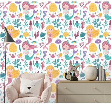 Mermaid Adventure kids wallpaper - TenStickers