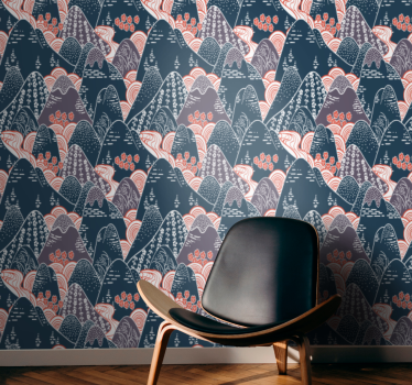 Multicolor "japandi" design Lounge Wallpaper - TenStickers