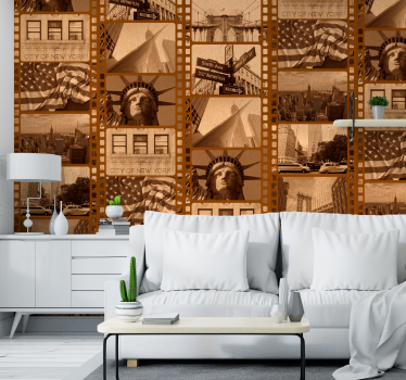 New York Sepia Film Wallpaper - TenStickers
