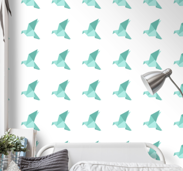 Kids wallpaper origami bird design - TenStickers