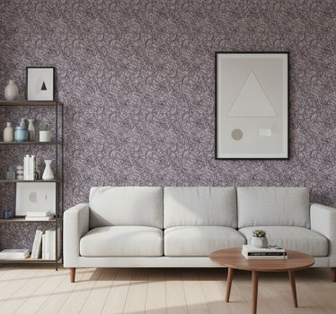 Living room wallpaper with abstract paisley design - TenStickers