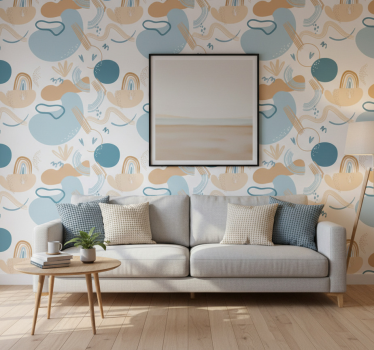 Living room wallpaper abstract wave designs - TenStickers