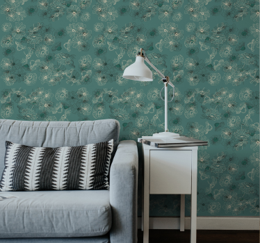 Ornamental Wallpaper hand draw flowers - TenStickers