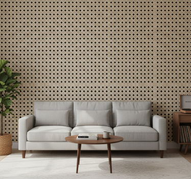 Living room wallpaper light brown caning design - TenStickers