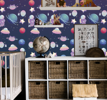 Outer space adventure kids wallpaper - TenStickers